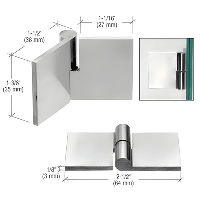 CRL Polished Stainless Left-Hand UV-Bond Glass-to-Glass Shower Hinge