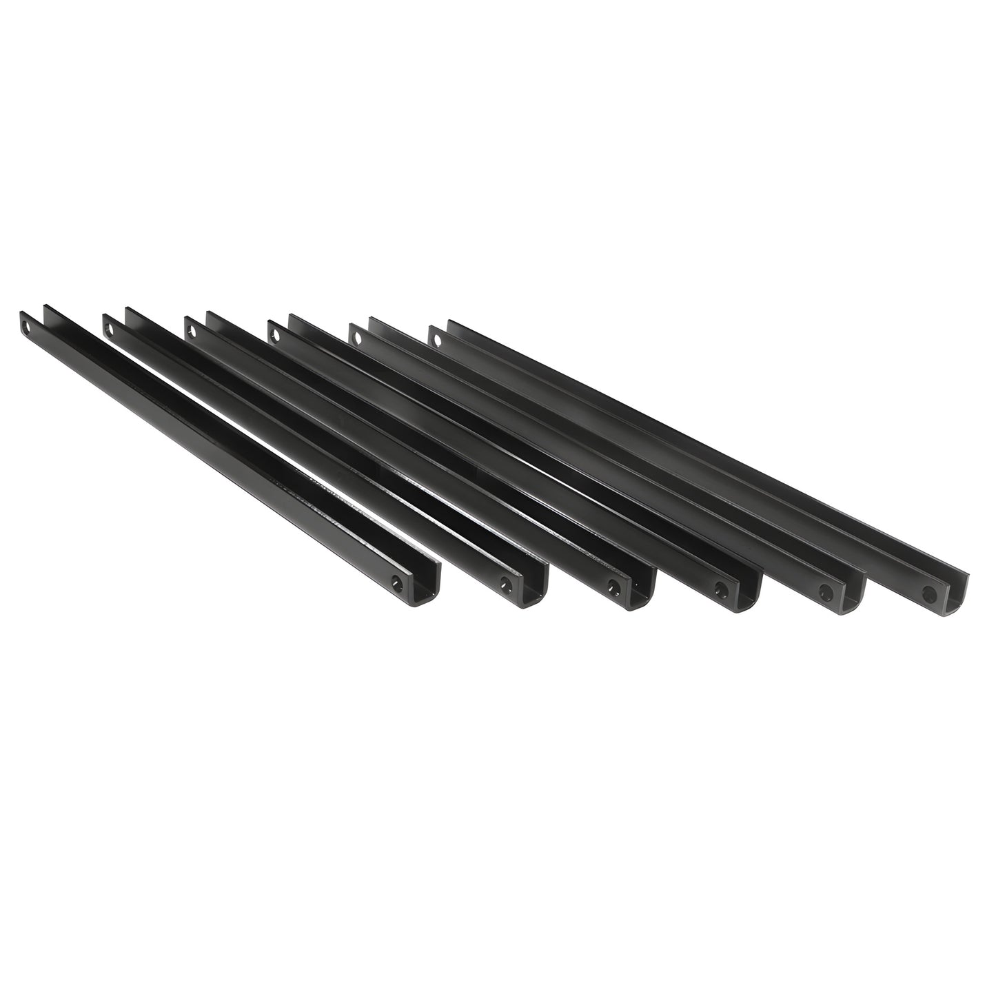 PST3 matte black zinc-plated steel stanchions (set of 6) for windscreens-long U-channel mounts with end holes