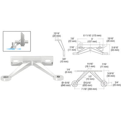CRL Polished Stainless Double-Arm V Spider Wall Mount for Glass