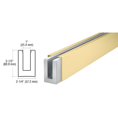 CRL B5L Satin Brass Low-Profile Square Base Shoe Undrilled 1/2–5/8" Glass