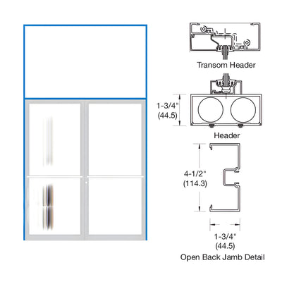 CRL-U.S. Aluminum Bronze Black Anodized 1-3/4" x 4-1/2" 450 Series Transom Double Door Frame