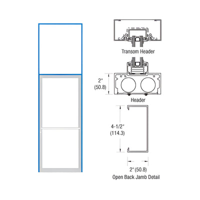 CRL-U.S. Aluminum Bronze Black Anodized 2" x 4-1/2" 451 Series Transom Single Door Frame