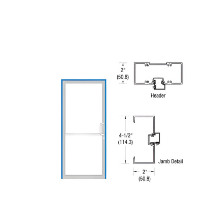CRL-U.S. Aluminum Clear Anodized Class 1 2" x 4-1/2" Open Back Up and Over Frame for Single Door and Prepped for Pair Butt Hinges with Cut-Out for Standard Hook Lock - Right Hand