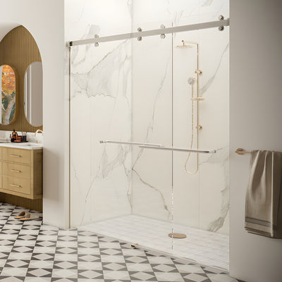 CRL Polished Stainless Steel Deluxe 180 Degree Cambridge Series Two Door Bypass Sliding Shower Door System