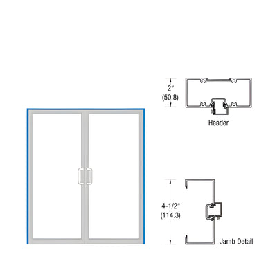 CRL-U.S. Aluminum Clear Anodized Class 1 Open Back Up and Over Door Frame for Pair of Doors with Offset Pivots, Panics and Using Surface Closers