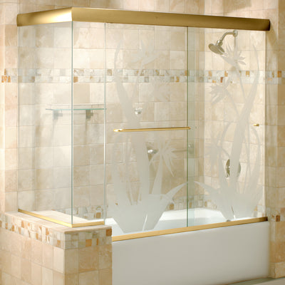 CRL Brite Gold Anodized 60" x 60" Cottage CK Series Sliding Shower Door Kit With Clear Jambs for 3/8" Glass