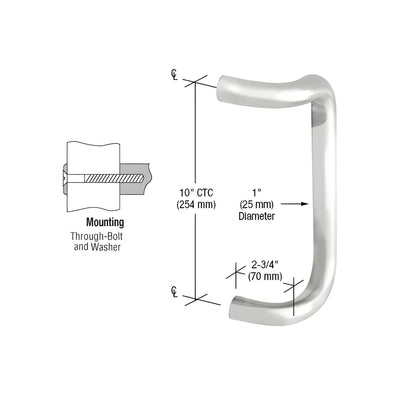 CRL Polished Stainless 10" Single Offset Door Pull