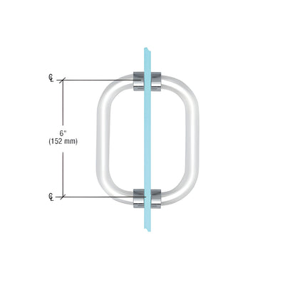 CRL 6" Acrylic Back-to-Back Shower Door Pull Handle with Chrome Rings