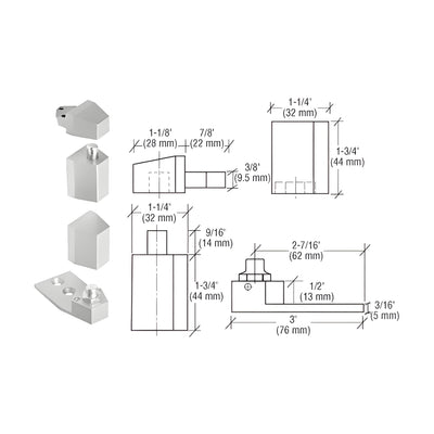CRL Aluminum Offset Reversible Pivot Set with 1/8" Recess