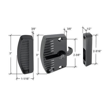 CRL Black Sliding Screen Door Latch and Pull with 2-3/8" Screw Holes
