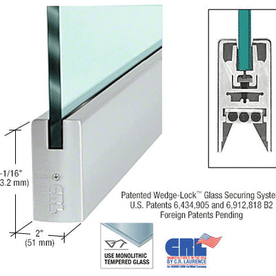 CRL Brushed Stainless 1/2" Glass 4" Square Door Rail Without Lock - 41" Length