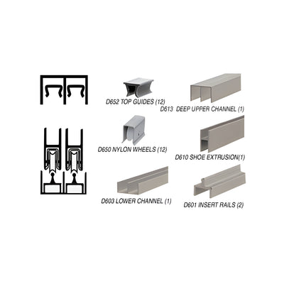 CRL Brushed Nickel Deluxe Track Assembly D613 Upper and D601 Rail with Nylon Wheels