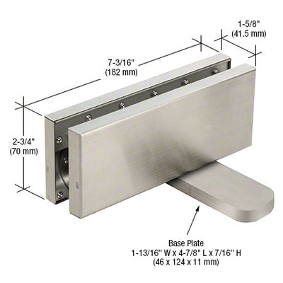 CRL Brushed Stainless Hydraulic Patch Fitting with 2-9/16" Setback - 90º Hold Open Model