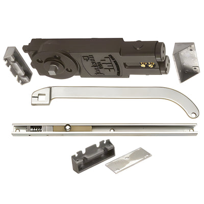 CRL Jackson® Satin Aluminum Regular Duty Spring 105º Hold Open Overhead Concealed Closer with 'U' Offset Slide-Arm Hardware Package