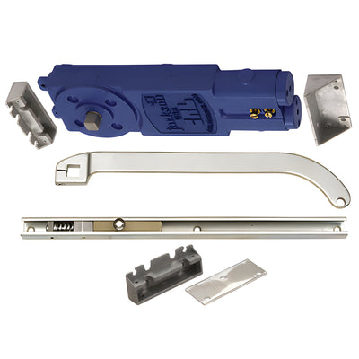 CRL Jackson® Aluminum Adjustable Spring Power Multi Size 105º Hold Open Overhead Concealed Closer with U-Offset Slide-Arm Hardware Package