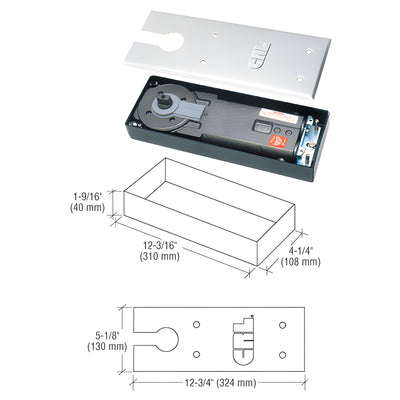 CRL Medium Duty 90º Hold Open Low Profile Floor Mounted Closer