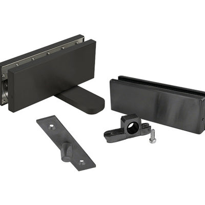 CRL Matte Black Steel Hydraulic Patch Door Set Hold Open