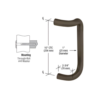 CRL Dark Bronze Anodized 10" Single Offset Door Pull