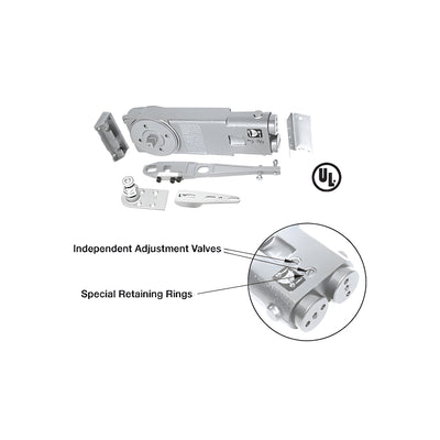 CRL Medium Duty 90º No Hold Open Overhead Concealed Closer with S-Side-Load Hardware Package