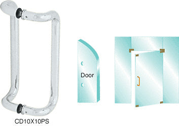 CRL Polished Stainless 10" Glass Mounted Offset Pull Handle