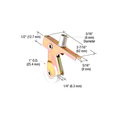 CRL 1" Nylon Center Groove Sliding Screen Door Roller With Top Adjustment Screw for Bay-Mill Doors