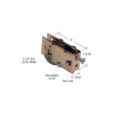 CRL 1-1/4" Steel Sliding Glass Door Roller with 9/16" Wide Housing for Nu-Air, Bennings & Scotty Doors