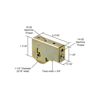 CRL 1-1/2" Steel Sliding Glass Door Roller with 11/16" Wide Housing for Fleetwood and Blomberg Doors