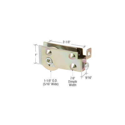 CRL 1-1/8" Steel Sliding Glass Door Roller with 9/16" Wide Housing