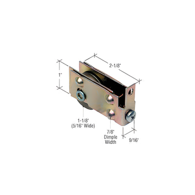 CRL 1-1/8" Steel Sliding Glass Door Roller with 7/16" Wide Housing for Viking Doors