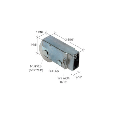 CRL 1-1/4" Steel Sliding Glass Door Roller with 11/16" Wide Housing for Crossly Doors