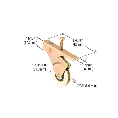 CRL 1-1/4" Steel Center Groove Sliding Screen Door Roller With Top Adjustment Screw for Bay-Mill Doors