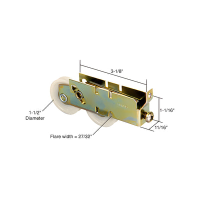CRL 1-1/2" Tandem Nylon Sliding Glass Door Roller with 11/16" Wide Housing