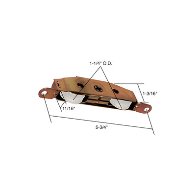 CRL 1-1/4" Tandem Nylon Sliding Glass Door Roller with 11/16" Wide Housing