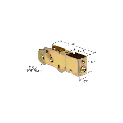 CRL 1" Tandem Steel Ball Bearing Sliding Glass Door Roller with 3/4" Wide Housing