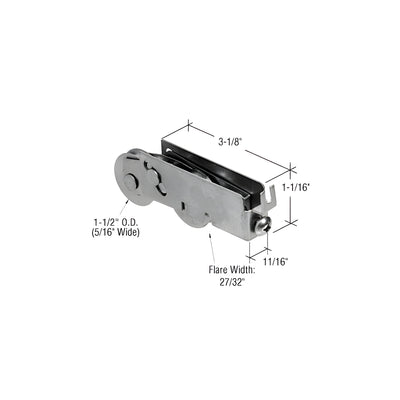 CRL 1-1/2" Tandem Stainless Steel Ball Bearing Sliding Glass Door Roller with 11/16" Wide Housing for Pacific Doors