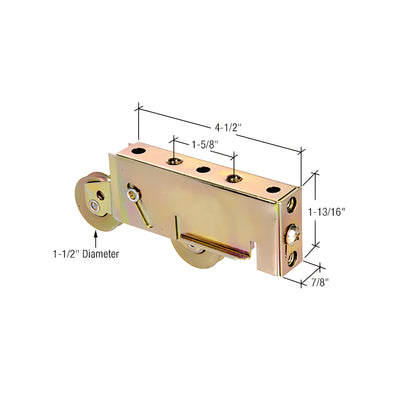 CRL 1-1/2" Tandem Steel Sliding Glass Door Rollers with 7/8" Wide Housing for Armour Vue, Disco and Atlas Doors