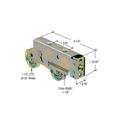 CRL 1-1/2" Tandem Steel Sliding Glass Door Roller with 13/16" Wide Housing
