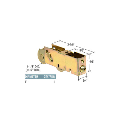 CRL 1-1/4" Tandem Steel Ball Bearing Sliding Glass Door Roller with 3/4" Wide Housing