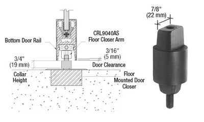 CRL Floor Mounted Closer 3/4" (19.1mm) Collar Height Tapered Type Spindle