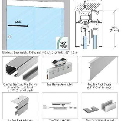CRL51 Series Ceiling Mount Single Slider with Fixed Panel Kit