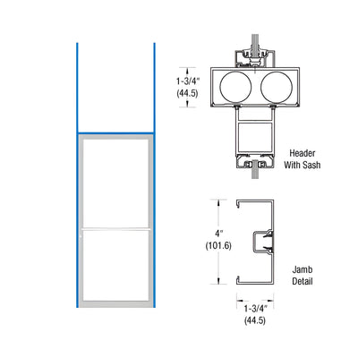 CRL-U.S. Aluminum Bronze Black Anodized 1-3/4" x 4" Open Back H-Frame for Single Door Prepped for Center Hung Overhead Concealed Closer and DH129 Strike