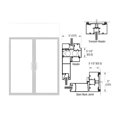CRL-U.S. Aluminum IG500 Series White KYNAR® Paint Custom Transom Door Frame for Butt Hinge and Overhead Concealed Closer