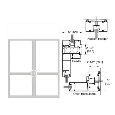 CRL-U.S. Aluminum White KYNAR® Paint Series IG500 Custom Transom Door Frame for Geared Hinged, CVR Strike, and Overhead Concealed Closer