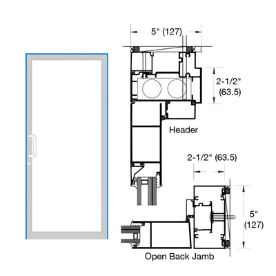 CRL-U.S. Aluminum IG600 Series Custom KYNAR® Paint Custom Up/Over Door Frame for Geared Hinged and Overhead Concealed Closer