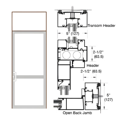 CRL-U.S. Aluminum Dark Bronze/Black Anodized Class 1 IG600 Series Custom Transom Door Frame for Geared Hinged, CVR Panic Strike, and Overhead Concealed Closer