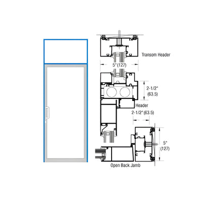 CRL-U.S. Aluminum IG600 Series Custom KYNAR® Paint Custom Transom Door Frame for Geared Hinged and Overhead Concealed Closer