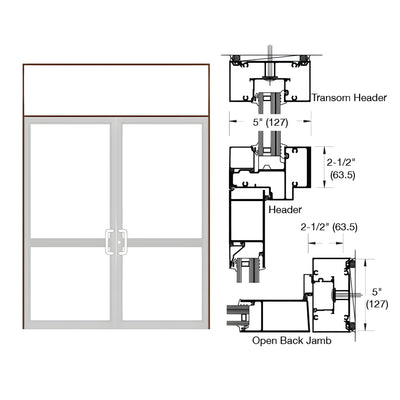 CRL-U.S. Aluminum IG600 Series Clear Anodized Custom Transom Door Frame for Geared Hinge, CVR Strike, and Surface Closer