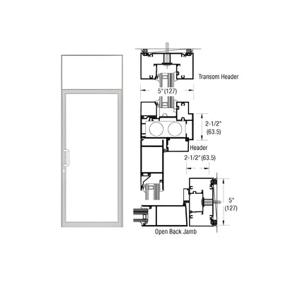 CRL-U.S. Aluminum IG600 Series Clear Anodized Class 1 Custom Transom Door Frame for Geared Hinged and Overhead Concealed Closer