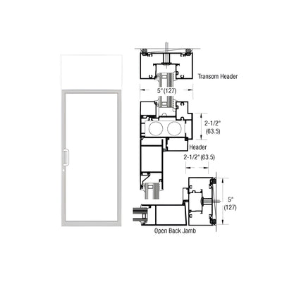 CRL-U.S. Aluminum IG600 Series White KYNAR® Paint Custom Transom Door Frame for Geared Hinged and Overhead Concealed Closer