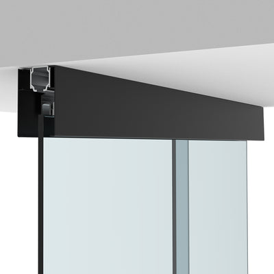 CRL70 Matte Black Series Single Sliding Door with Fixed Panel Ceiling Mount Kit